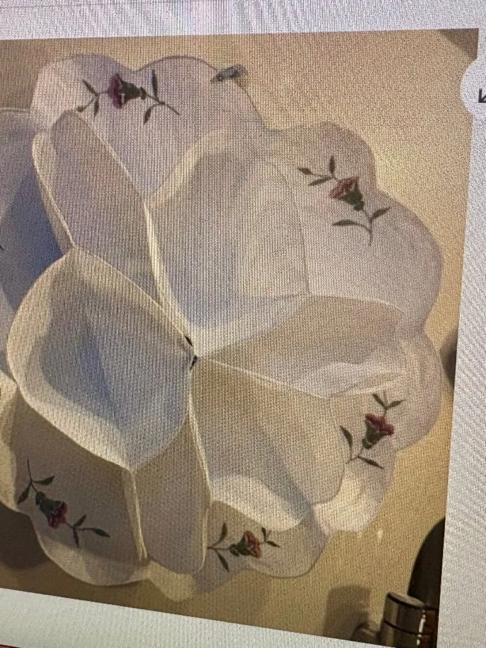 New Embroidered  Roll Holder Bread Basket Liner  Polyester Scalloped White Flora